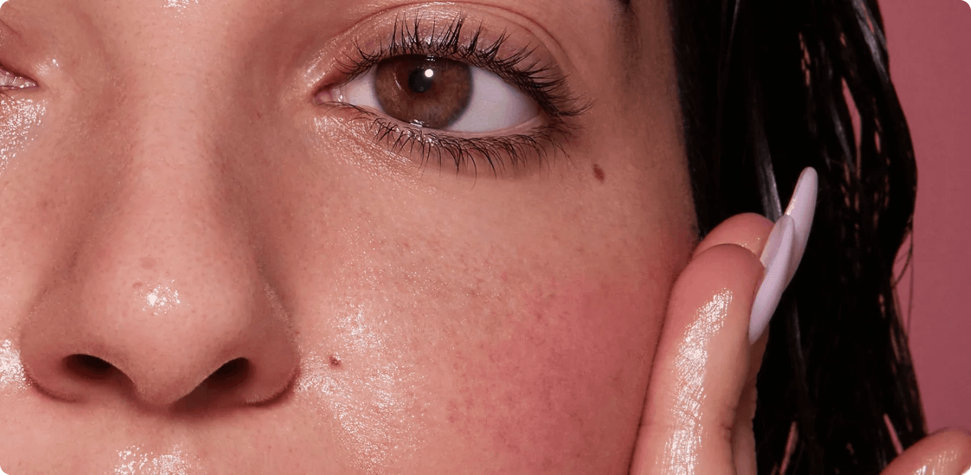 Close-up of radiant, glowing skin